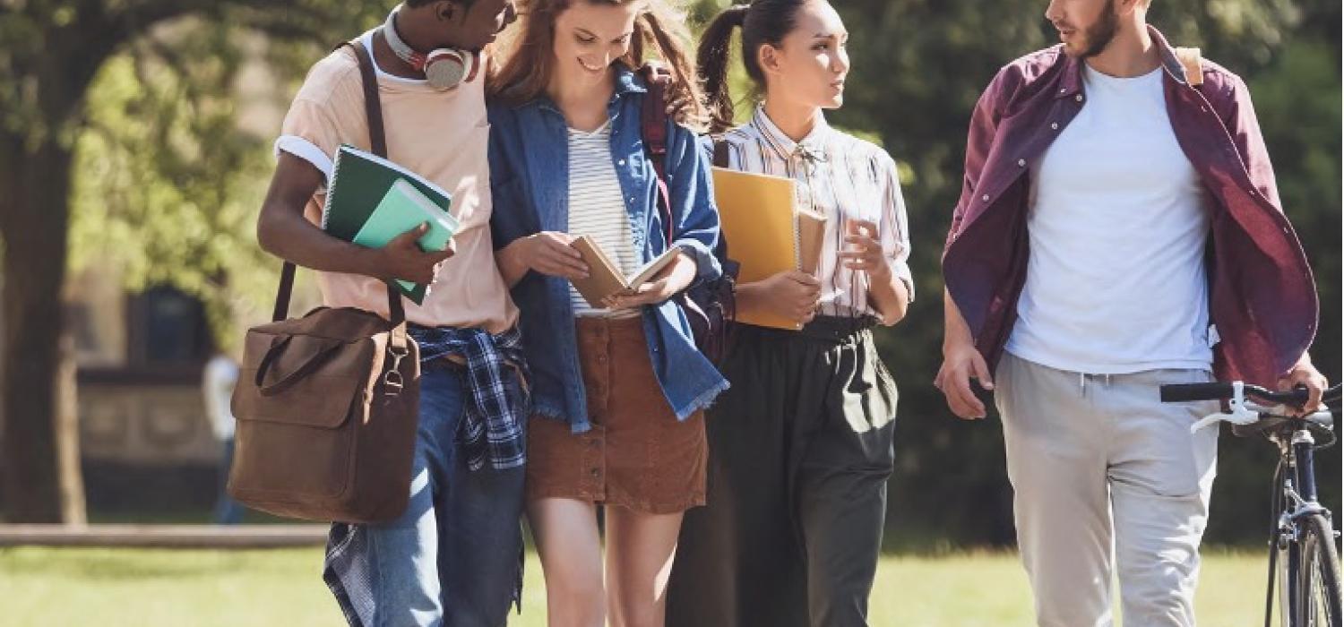 group of students walking